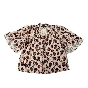 Eloquii Pink Flutter Sleeve Blouse with Boxy Fit